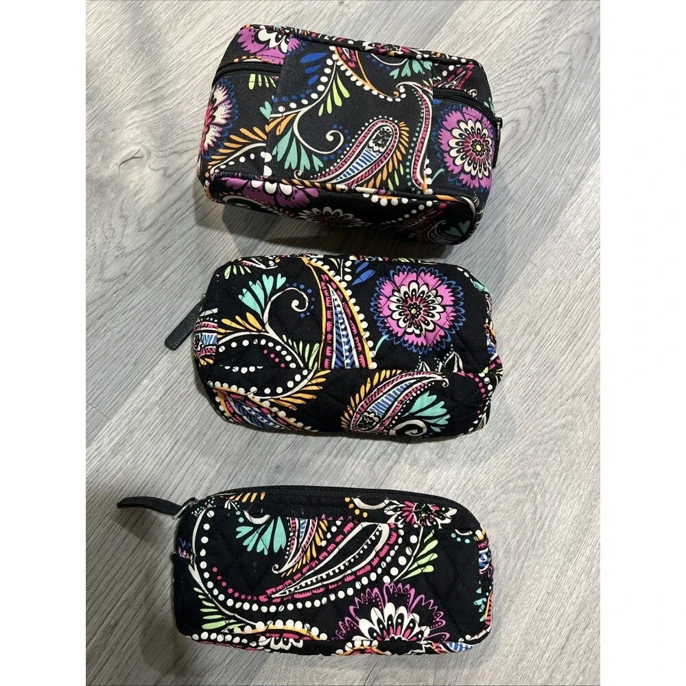 Lot of 3 Vera Bradley Bandana Swirl Cosmetic Bags EUC